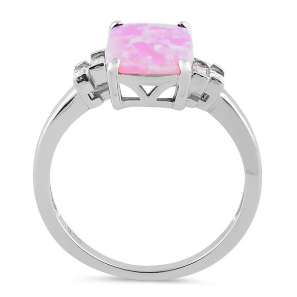 925 STERLING SILVER Lab Created Pink Fire Opal Cubic Zirconia Ring - Picture 13 of 15